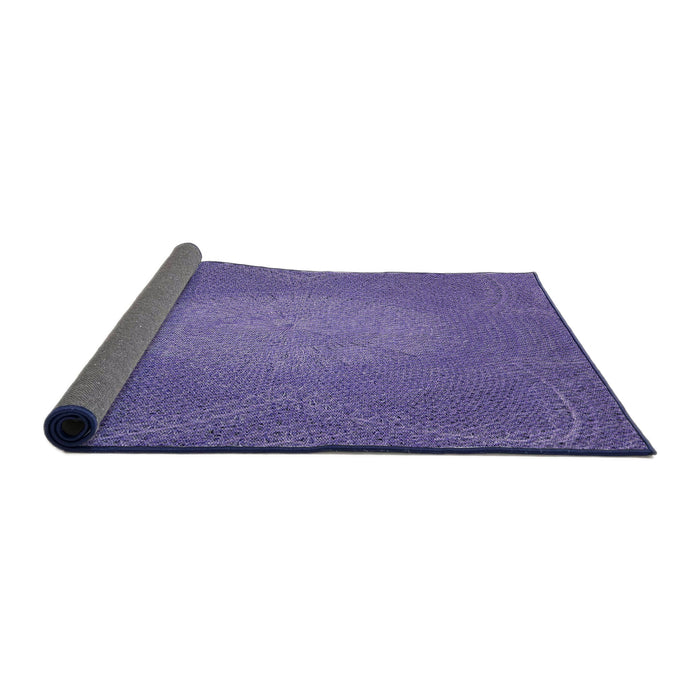 Thickness of Patterned Purple Novelty Rug, pat2329
