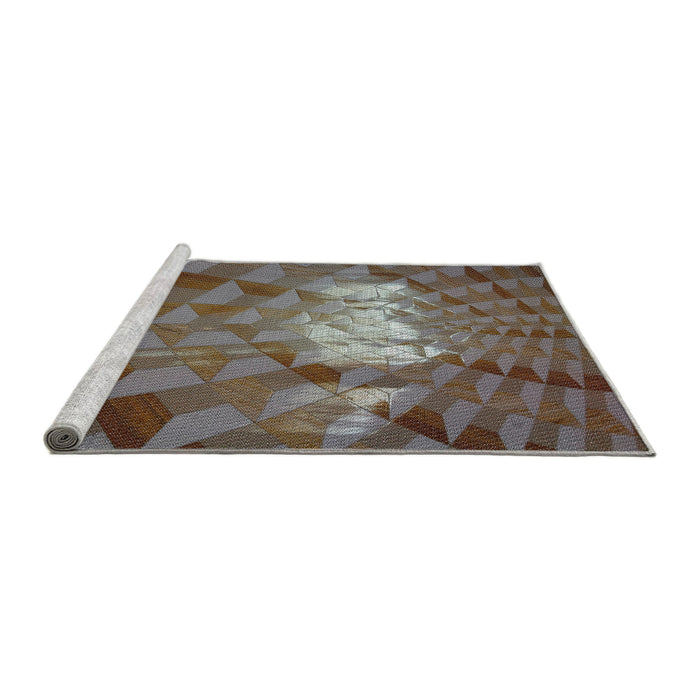 Serging Thickness of Machine Washable Transitional Bakers Brown Rug, wshpat233