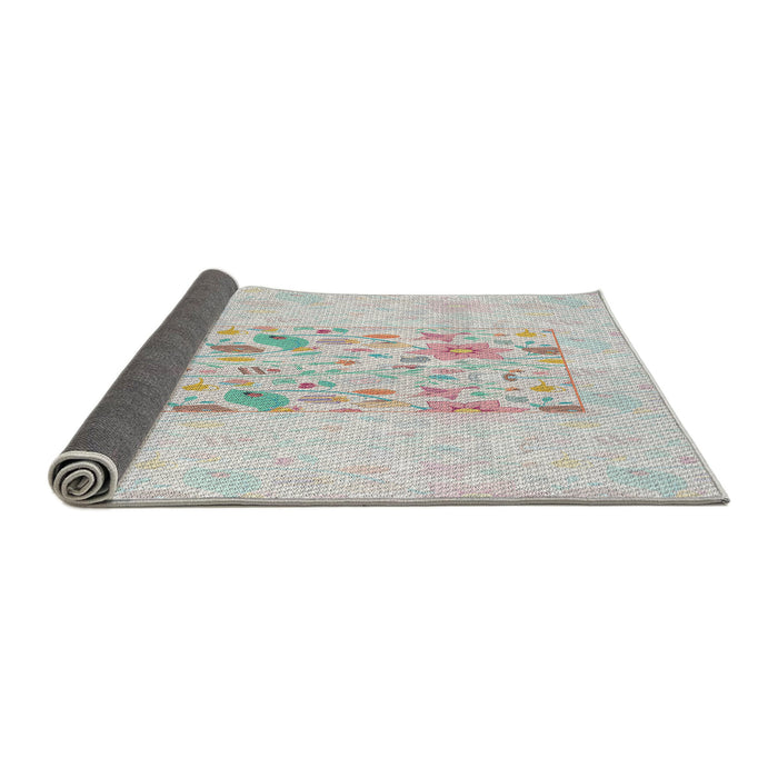 Thickness of Patterned Platinum Gray Novelty Rug, pat2332