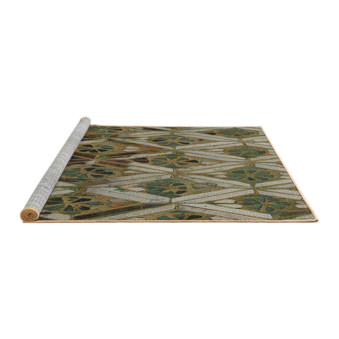 Serging Thickness of Machine Washable Transitional Bakers Brown Rug, wshpat2333