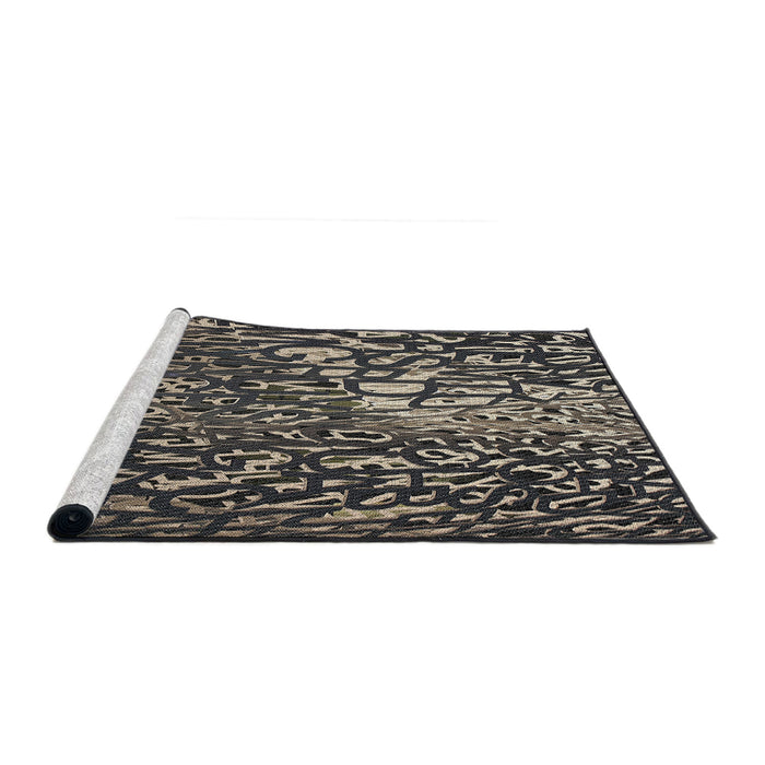 Serging Thickness of Machine Washable Transitional Midnight Gray Rug, wshpat2334