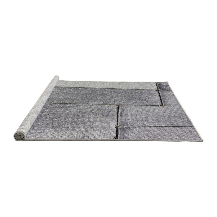 Serging Thickness of Machine Washable Transitional Grey Gray Rug, wshpat2335