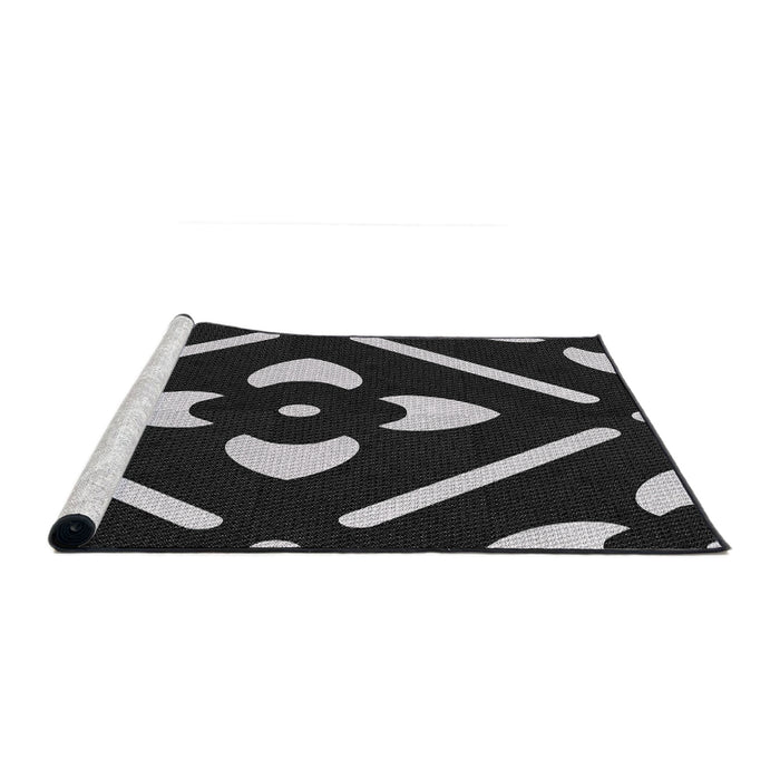 Serging Thickness of Machine Washable Transitional Black Rug, wshpat2342