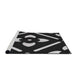 Serging Thickness of Machine Washable Transitional Black Rug, wshpat2342