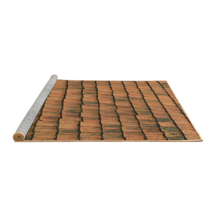 Serging Thickness of Machine Washable Transitional Saddle Brown Rug, wshpat235