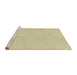 Serging Thickness of Machine Washable Transitional Brass Green Rug, wshpat2354