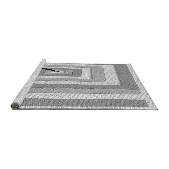 Serging Thickness of Machine Washable Transitional Platinum Gray Rug, wshpat2360