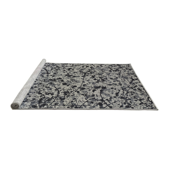 Serging Thickness of Machine Washable Transitional Silver Gray Rug, wshpat2365