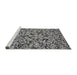 Serging Thickness of Machine Washable Transitional Silver Gray Rug, wshpat2365