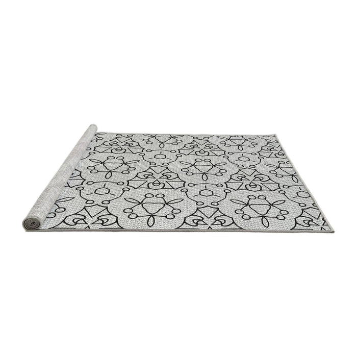 Serging Thickness of Machine Washable Transitional White Smoke Rug, wshpat2370