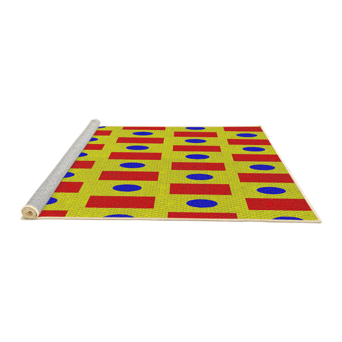 Serging Thickness of Machine Washable Transitional Yellow Rug, wshpat2371