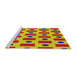 Serging Thickness of Machine Washable Transitional Yellow Rug, wshpat2371