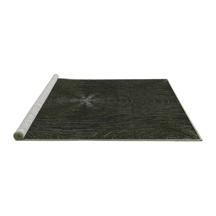 Serging Thickness of Machine Washable Transitional Black Rug, wshpat2372