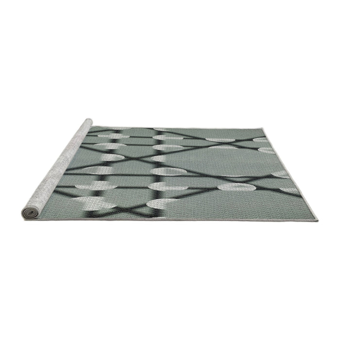 Serging Thickness of Machine Washable Transitional Silver Gray Rug, wshpat2379