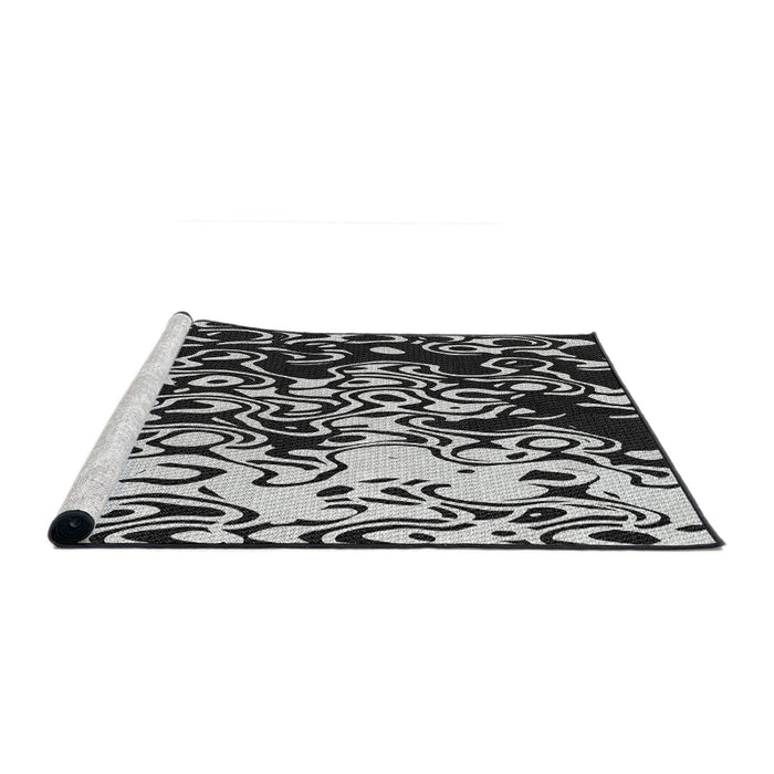 Serging Thickness of Machine Washable Transitional Light Gray Rug, wshpat2382