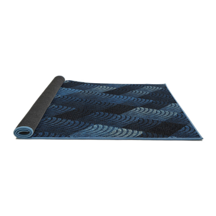 Thickness of Patterned Blue Novelty Rug, pat2385