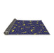 Thickness of Patterned Slate Blue Grey Novelty Rug, pat2386