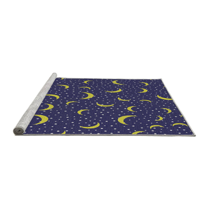 Serging Thickness of Machine Washable Transitional Slate Blue Grey Blue Rug, wshpat2386