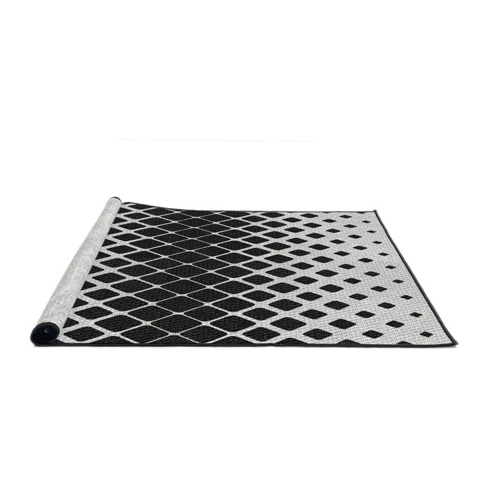 Serging Thickness of Machine Washable Transitional Charcoal Black Rug, wshpat2390