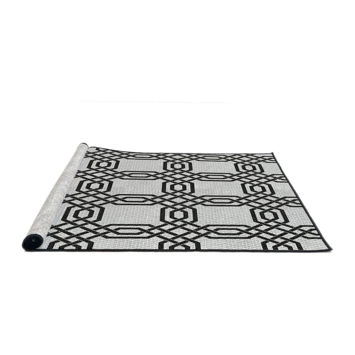 Serging Thickness of Machine Washable Transitional Light Black Rug, wshpat2394