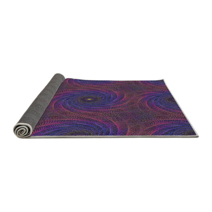 Thickness of Patterned Dark Purple Novelty Rug, pat2396