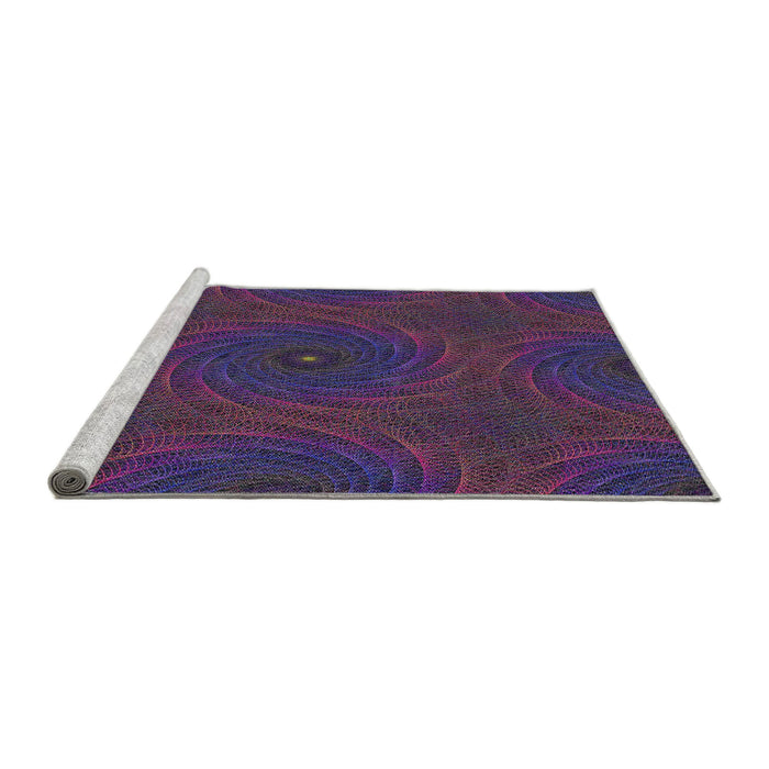 Serging Thickness of Machine Washable Transitional Dark Purple Rug, wshpat2396