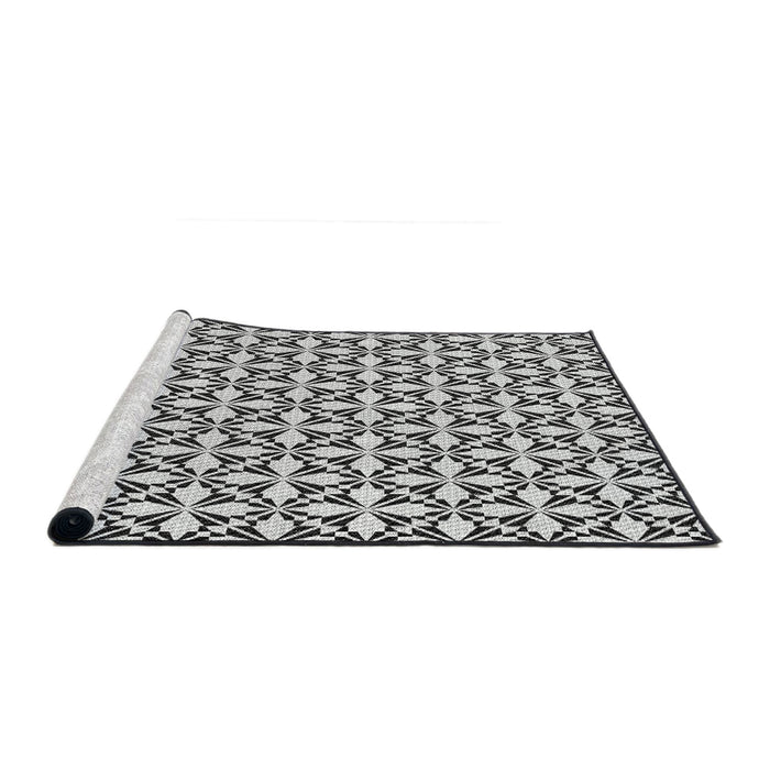 Serging Thickness of Machine Washable Transitional Light Black Rug, wshpat2397