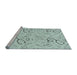 Serging Thickness of Machine Washable Transitional Light Slate Blue Rug, wshpat2402