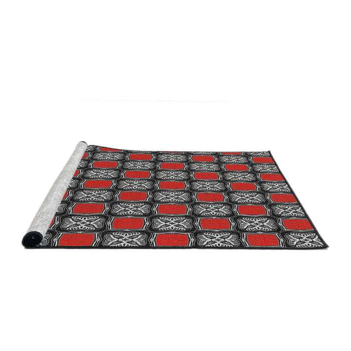 Serging Thickness of Machine Washable Transitional Dark Gray Rug, wshpat2409