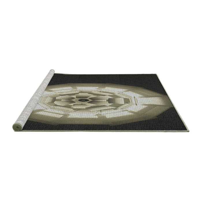 Serging Thickness of Machine Washable Transitional Midnight Gray Rug, wshpat241