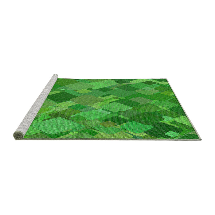 Serging Thickness of Machine Washable Transitional Neon Green Rug, wshpat2410