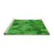 Serging Thickness of Machine Washable Transitional Neon Green Rug, wshpat2410