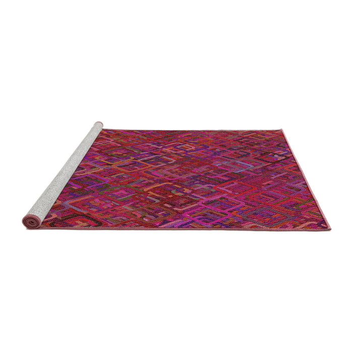Serging Thickness of Machine Washable Transitional Pink Rug, wshpat2411