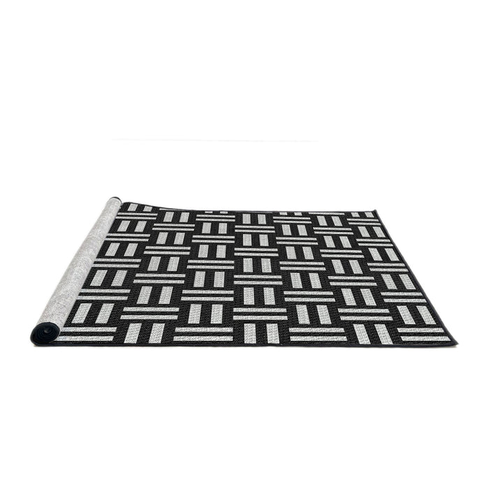 Serging Thickness of Machine Washable Transitional Silver Gray Rug, wshpat2414