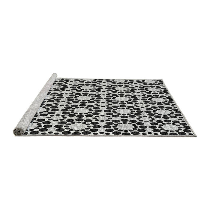 Serging Thickness of Machine Washable Transitional Charcoal Black Rug, wshpat2419