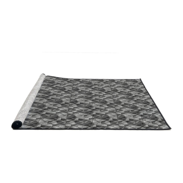 Serging Thickness of Machine Washable Transitional Dark Gray Rug, wshpat2420