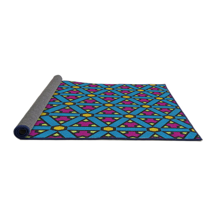 Thickness of Patterned Blue Green Novelty Rug, pat2422