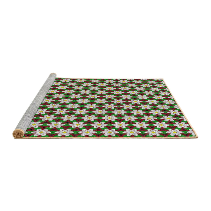 Serging Thickness of Machine Washable Transitional Light Green Rug, wshpat2425