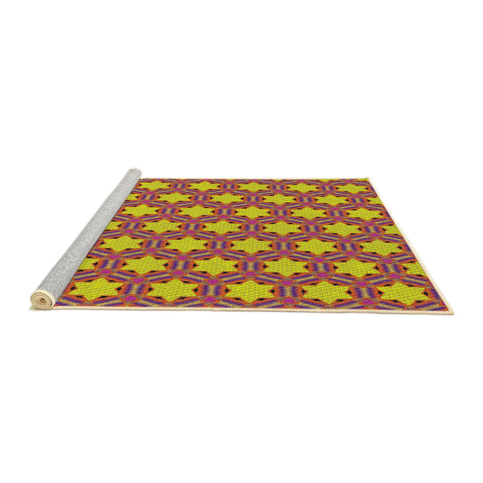 Serging Thickness of Machine Washable Transitional Bright Maroon Red Rug, wshpat2432
