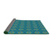 Thickness of Patterned Teal Green Novelty Rug, pat2433