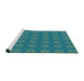 Serging Thickness of Machine Washable Transitional Teal Green Rug, wshpat2433