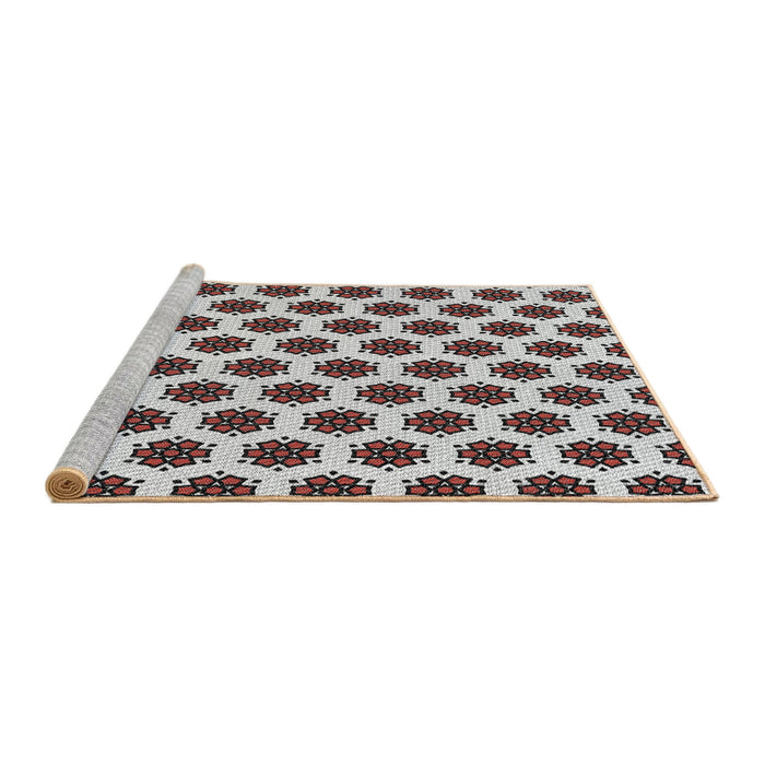 Serging Thickness of Machine Washable Transitional Dark Brown Rug, wshpat2447