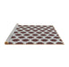 Serging Thickness of Machine Washable Transitional Dark Brown Rug, wshpat2447