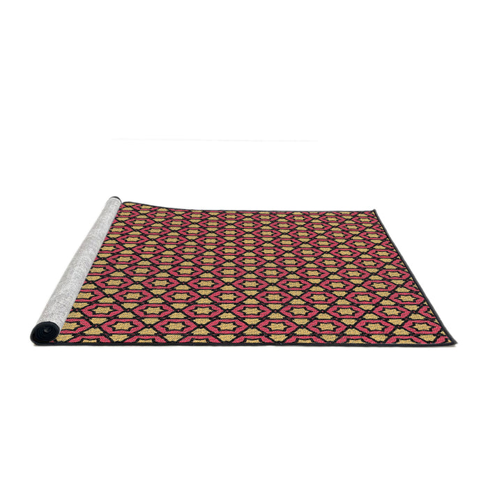 Serging Thickness of Machine Washable Transitional Deep Red Rug, wshpat2454
