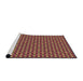 Serging Thickness of Machine Washable Transitional Deep Red Rug, wshpat2454