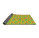 Thickness of Patterned Yellow Green Novelty Rug, pat2455