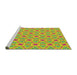 Serging Thickness of Machine Washable Transitional Yellow Green Rug, wshpat2455