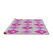 Serging Thickness of Machine Washable Transitional Neon Pink Rug, wshpat246