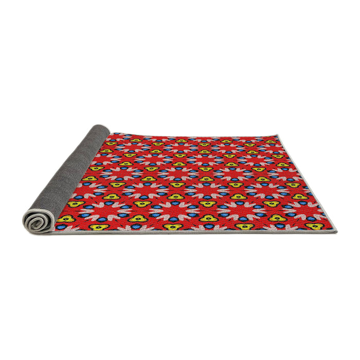 Thickness of Patterned Red Novelty Rug, pat2460