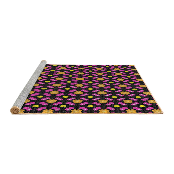 Serging Thickness of Machine Washable Transitional Dark Purple Rug, wshpat2462